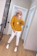 Подовжений вʼязаний жіночий светр VERONIKA, колір Гірчичний розмір One Size - изображение 10