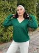Жіночий вʼязаний тонкий джемпер BELLA, колір Смарагд розмір One Size - зображення 2