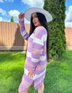 Вʼязана сукня у смужку DJULIA, колір Бузок розмір One Size - изображение 7