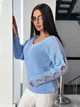 Подовжений вʼязаний жіночий светр VERONIKA, колір Блакитний розмір One Size - изображение 5
