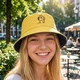 Двухсторонняя летняя панама унисекс с вышивкой лица 56-58 см повседневная Черно-желтая - изображение 3