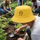 Двухсторонняя летняя панама унисекс с вышивкой лица 56-58 см повседневная Черно-желтая - изображение 10