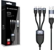 Кабель Conceptronic USB Type A/Type-C - Type-C/Micro-USB B/Lightning 60 W 1.5 m Black (ETTA05B15) - зображення 2