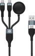 Кабель Conceptronic USB Type A/Type-C - Type-C x 2 + Apple Watch charger 1.5 m Black (ETTA08B15) - зображення 1