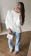 Свитер женский молочный однотонный Пушистик Oversize (406080) - изображение 1