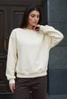 Свитшот женский стаф молочный однотонный с логотипом оверсайз на флисе Staff lay milk logo oversize fleece S (405478) - изображение 4