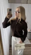 Кофта женская однотонная коричневая зип классическая Oversize (405282) - изображение 4