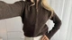 Кофта женская однотонная коричневая зип классическая Oversize (405282) - изображение 5
