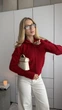 Женская кофта однотонная красная зип классическая Oversize (405281) - изображение 3