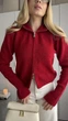 Женская кофта однотонная красная зип классическая Oversize (405281) - изображение 5