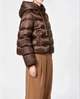 Max Mara – женский пуховик с капюшоном коричневого цвета, М - изображение 4