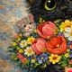 Картина Кот с весенним букетом 30х30см маслом на оргалите ручная работа художника Alleya-kartin - изображение 6