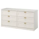 Комод, 6 шухляд, кремовий, 160x51x78 см FAGELFJALLET IKEA 006.116.42 - зображення 1