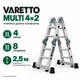 Драбина-трансформер алюмінієва VARETTO MULTI 4×2, 2,5 м, 8 сходинок - изображение 1