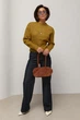 В'язана кофта зі змійкою спереду колір хакі розмір ONE SIZE FL_003600 - зображення 3