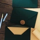 Конверт для листів, запрошень, привітання з восковою печаткою та бланком паперу темно зелений 1 шт - изображение 2