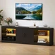 TV-тумба с LED-подсветкой и регулируемыми полками, 195×30×41 см, цвет: черный Costway - изображение 4