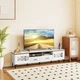 Длинная TV-тумба с 2 ящиками для телевизора до 80 дюймов, 180,5×35×46 см, цвет: бело-серый Costway - изображение 4