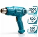 Фен строительный Makita 2000 Вт производительность 550 л/мин пиковая температура 500 °C 2 режима - изображение 1