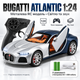 Радиоуправляемая машинка Bugatti Atlantic 1:24 — металлическая RC модель спорткара Die-Cast на пульте, свет, звук, коллекционный автомобиль - изображение 1
