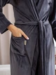 Комплект пижама велюровая с халатом Кг1580 Графитовый, 3XL - изображение 6