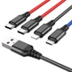 Кабель HOCO X76 4-in-1 Super charging cable(Type-C+Type-C+iP+Micro) 2A/1m Black/red/blue - изображение 1
