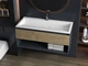 Тумба лакированная, подвесная Luxor Bianko 100 Дуб, с умывальником Loft Low 100 - изображение 1