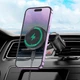 Автомобильный держатель для телефона с беспроводной зарядкой HOCO Vision metal magnetic wireless fast charging Car holder (air outlet) HW6 |15W| Черный - изображение 2