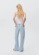 Джинси для дівчинки Mango блакитний XS (158) Wide Leg, із накладними кишенями та бахромою - изображение 6