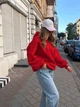 Худi жіноча на флiсi з капюшоном червоного кольору 39636 42/46 - зображення 5