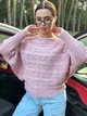 Жіночий вʼязаний ажурний светр AMMI, колір Пудра розмір One Size - изображение 2