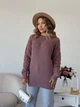 Подовжений вʼязаний жіночий светр KAMILA, колір Темна пудра розмір One Size - изображение 1