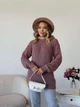 Подовжений вʼязаний жіночий светр KAMILA, колір Темна пудра розмір One Size - изображение 3