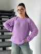 Подовжений вʼязаний жіночий светр KAMILA, колір Бузок розмір One Size - зображення 9