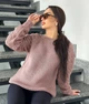 Подовжений вʼязаний жіночий светр KAMILA, колір Темна пудра розмір One Size - изображение 9
