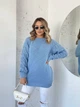 Подовжений вʼязаний жіночий светр KAMILA, колір Блакитний розмір One Size - изображение 1