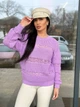 Жіночий вʼязаний ажурний светр LILIA, колір Бузок розмір One Size - зображення 2