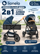 Универсальная коляска 2 в 1 Lionelo AMBER BLUE NAVY, люлька, прогулочный блок - изображение 1