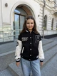 Бомбер для дівчинки тепла кофта підліткова утеплена толстовка дитяча на флісі без капюшона IRmAS 1396 розмір зріст 146 чорний - зображення 4