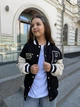 Бомбер для дівчинки тепла кофта підліткова утеплена толстовка дитяча на флісі без капюшона IRmAS 1396 розмір зріст 152 чорний - зображення 7