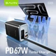 Сетевое зарядное устройство со встроенным кабелем Bavin PD 67W, USB-A 22.5W + кабель Type-C 70 см Gold (C-PC2089Y-C GD) - изображение 4