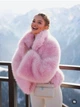 Укороченная шуба из меха 80% шерсть 20% ангора 42-46 розовый - изображение 3