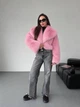 Укороченная шуба из меха 42-48 розовый - изображение 1