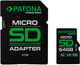 Карта памяти PATONA Premium microSDXC Class 10 U3 V60 64GB + SD-adapter (4055655265836) - изображение 1