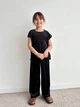 Дитячий велюровий комплект "3 в 1" для дівчинки (шорти, штани і футболка), чорний, 128 см - зображення 6