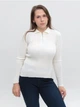 Поло женское белое приталенное длинный рукав 12543-02 ONE SIZE - изображение 1
