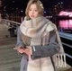 Тёплый шарф-плед в полоску. Молочный с бежевым и серым - изображение 2