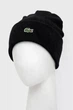 Шапка мужская с логотипом Lacoste чёрная с отворотом HAT-LAC-002-BLK - изображение 3
