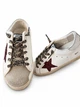 Жіночі кеди Golden Goose біло-сріблясті з натуральної шкіри та замші з бордовою блискучою зіркою розмір 36 - зображення 3