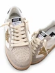 Женские кеды Golden Goose бело-серые из натуральной кожи и замши с золотой блестящей звездой размер 36 - изображение 1